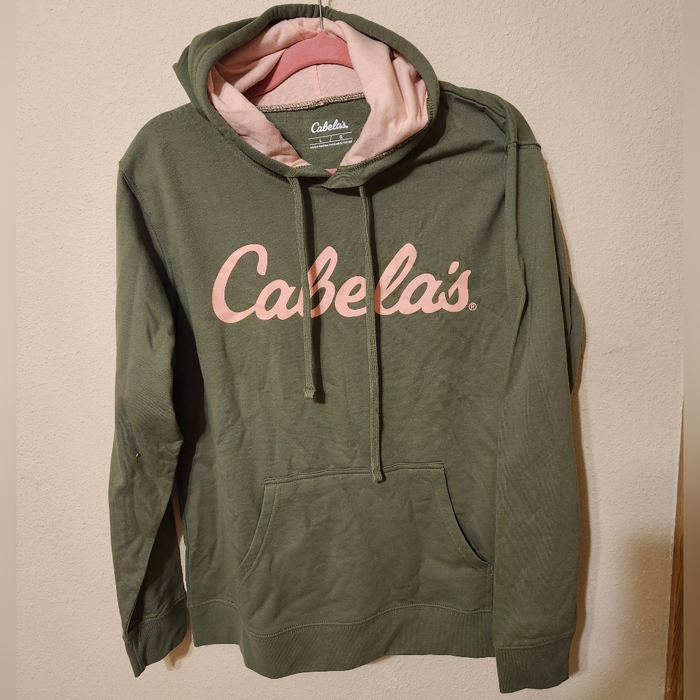Cabela's Army Green And Baby Pink Hoodie